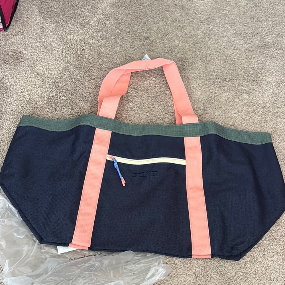 NEW! PINK Navy and Pink Beach Bag